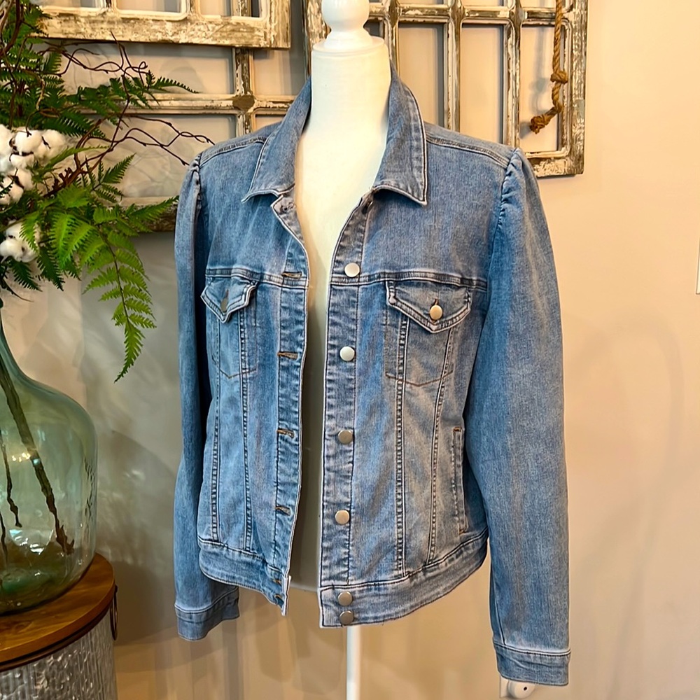 Boston proper puff sleeve blue Jean jacket